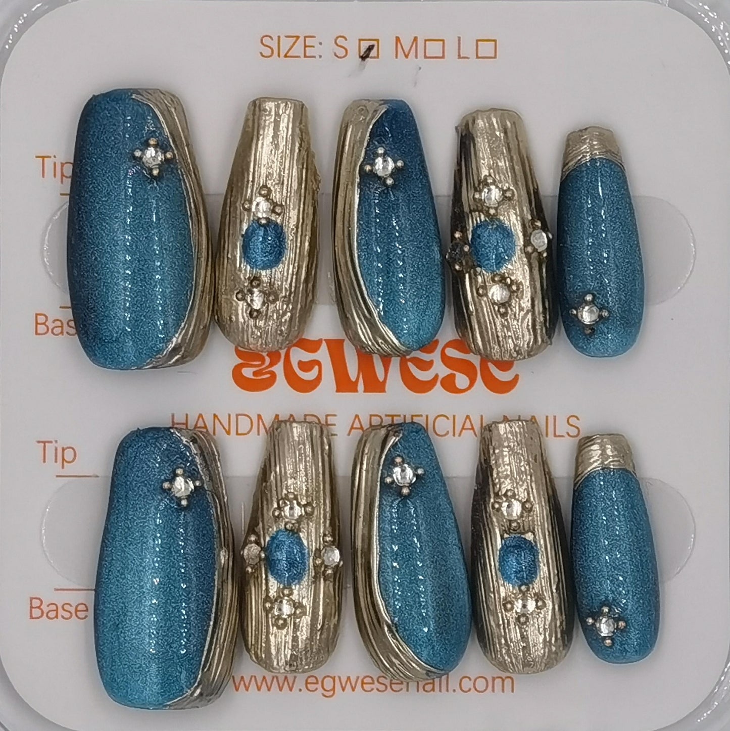 Blue Frost & Silver Stripes-Long Coffin